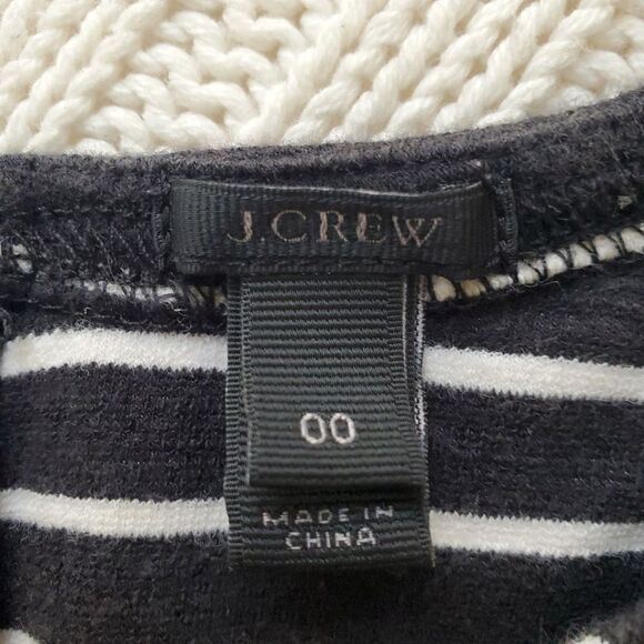 J Crew Paneled Stripe Fit & Flare Striped Mini Dress - size 00 in Black/White. - Picture 13 of 14